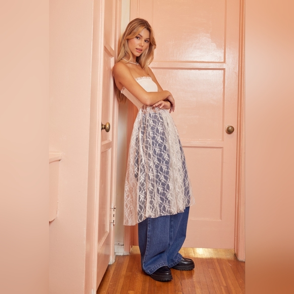 Idem Ditto Smocked Lace Sheer Tube Dress - Picture 5 of 5